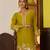 Green embroidered chanderi silk straight pant  kurta set