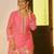 Pink embroidered chanderi silk straight pant  kurta set