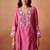 Pink embroidered chanderi silk a-line pant  co-ords