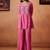 Pink embroidered chanderi silk a-line pant  co-ords