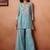 Blue embroidered chanderi silk a-line pant  co-ords