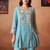 Blue embroidered chanderi silk a-line pant  co-ords