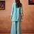 Blue embroidered chanderi silk a-line pant  co-ords