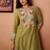 Green embroidered chanderi silk a-line pant  co-ords