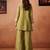 Green embroidered chanderi silk a-line pant  co-ords