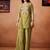 Green embroidered chanderi silk a-line pant  co-ords