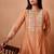 Peach embroidered chanderi silk a-line pant  co-ords