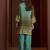 Rust embroidered crepe straight pant  co-ords