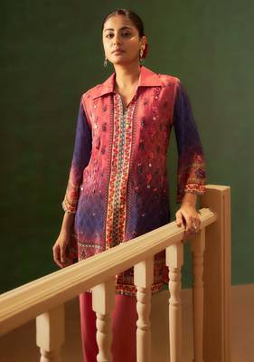 Green embroidered crepe straight pant  co-ords 2