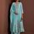 Blue embroidered chanderi silk anarkali pant  kurta set
