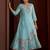 Blue embroidered chanderi silk anarkali pant  kurta set