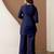 Navyblue stylish soft viscose silk kurta and pant casual wear co-ord set