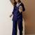 Navyblue stylish soft viscose silk kurta and pant casual wear co-ord set