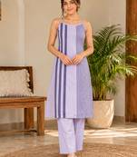 Lightpeach cotton sleeveless striped co-ord set for women