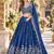Orange Silk Blend Semi Stitced Lehenga Choli with Thread & Sequence Work