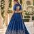 Orange Silk Blend Semi Stitced Lehenga Choli with Thread & Sequence Work