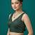 Bottle green embroidered traditional saree blouse