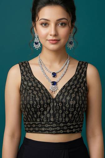 Black embroidered traditional saree blouse