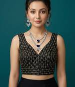 Black embroidered traditional saree blouse