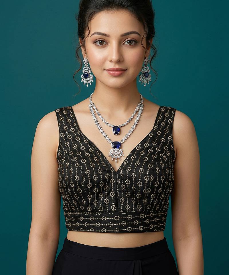 Black embroidered traditional saree blouse