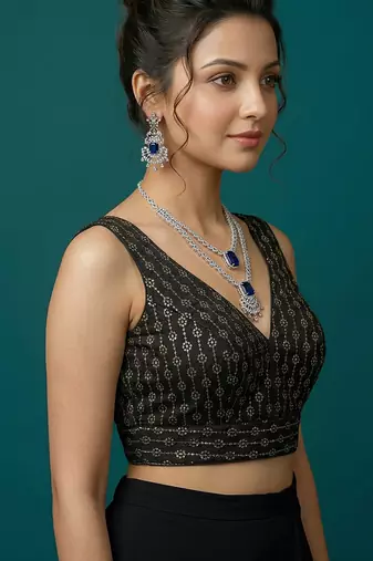Black embroidered traditional saree blouse