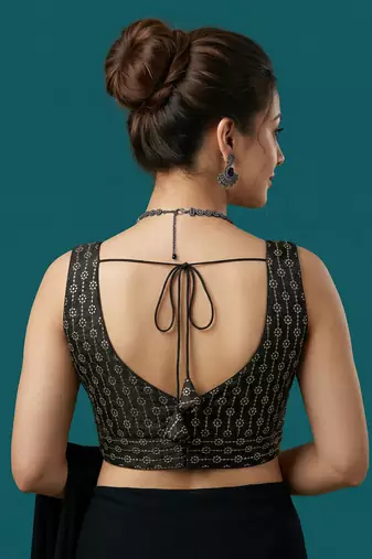 Black embroidered traditional saree blouse