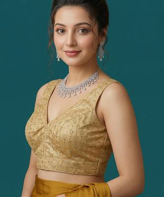 Gold embroidered traditional saree blouse 3