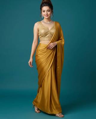 Gold embroidered traditional saree blouse 5
