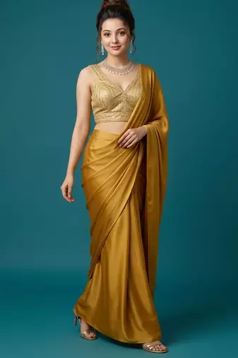 Gold embroidered traditional saree blouse