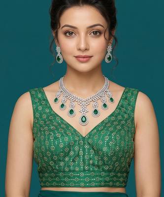 Green embroidered traditional saree blouse 1