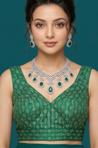 Green embroidered traditional saree blouse