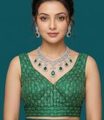 Green embroidered traditional saree blouse