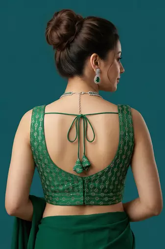 Green embroidered traditional saree blouse