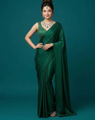 Green embroidered traditional saree blouse 5