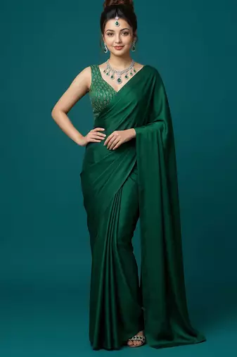 Green embroidered traditional saree blouse