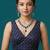 Navy blue embroidered traditional saree blouse