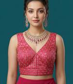Pink embroidered traditional saree blouse