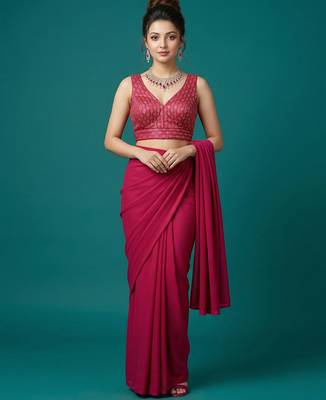Pink embroidered traditional saree blouse 5