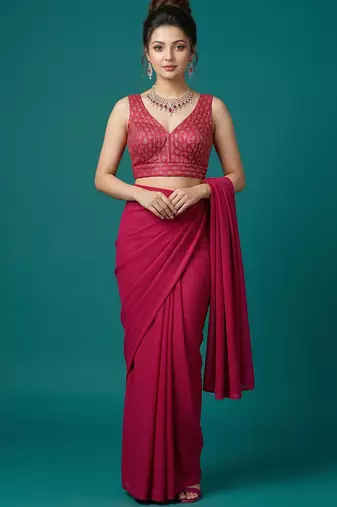 Pink embroidered traditional saree blouse