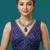 Royal blue embroidered traditional saree blouse