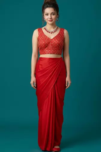 Red embroidered traditional saree blouse