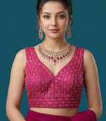 Pink embroidered traditional saree blouse