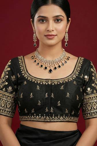 Black embroidered traditional saree blouse