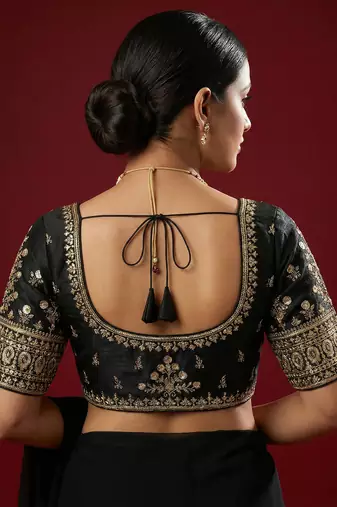 Black embroidered traditional saree blouse