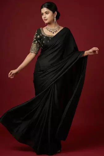 Black embroidered traditional saree blouse
