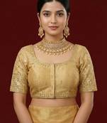 Gold embroidered traditional saree blouse