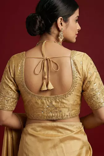 Gold embroidered traditional saree blouse