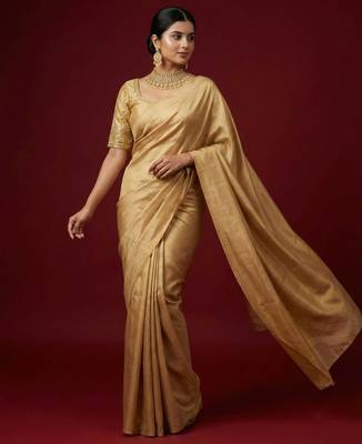 Gold embroidered traditional saree blouse 5