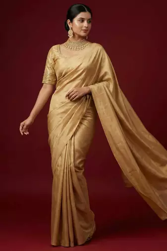 Gold embroidered traditional saree blouse