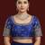 Navy blue embroidered traditional saree blouse